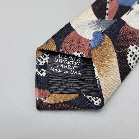 MARTIN WONG Screenplay Neck Tie Mens Abstract Blue Brown Silk NWT - Picture 5 of 7